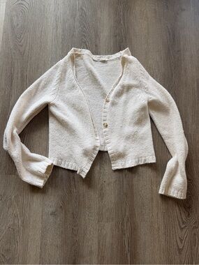 Cream white  V-Neck Button Front Women's Sweater Cardigan